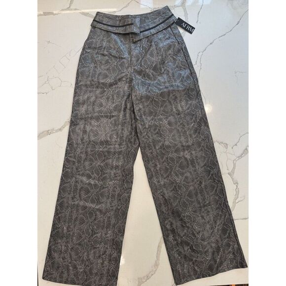 AFRM NWT The Tyler Foldover Trouser in Dark Gray Snake Size 25 - Picture 2 of 5